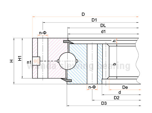 Внутренняя передача Однорядный четырехточечный шарикоподшипник