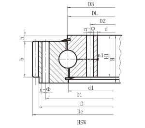 single row ball slewing bearing (HS series) external gear однорядный шариковый поворотный подшипник (серия HS), внутренняя передача