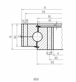 однорядный шариковый поворотный подшипник (серия HS) без шестерни